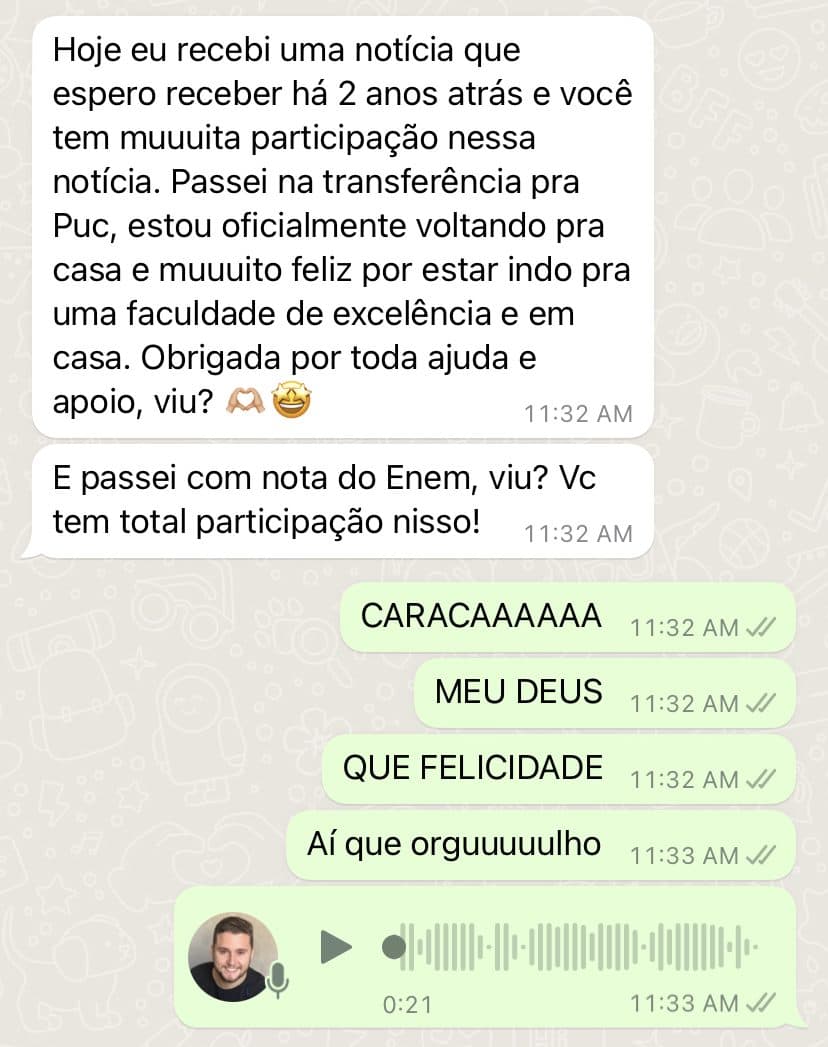 Aluna aprovada por transferência para a PUC