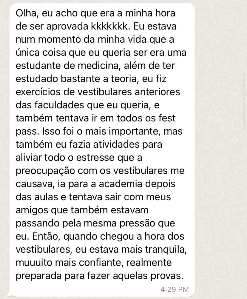 Aluna aprovada em Medicina