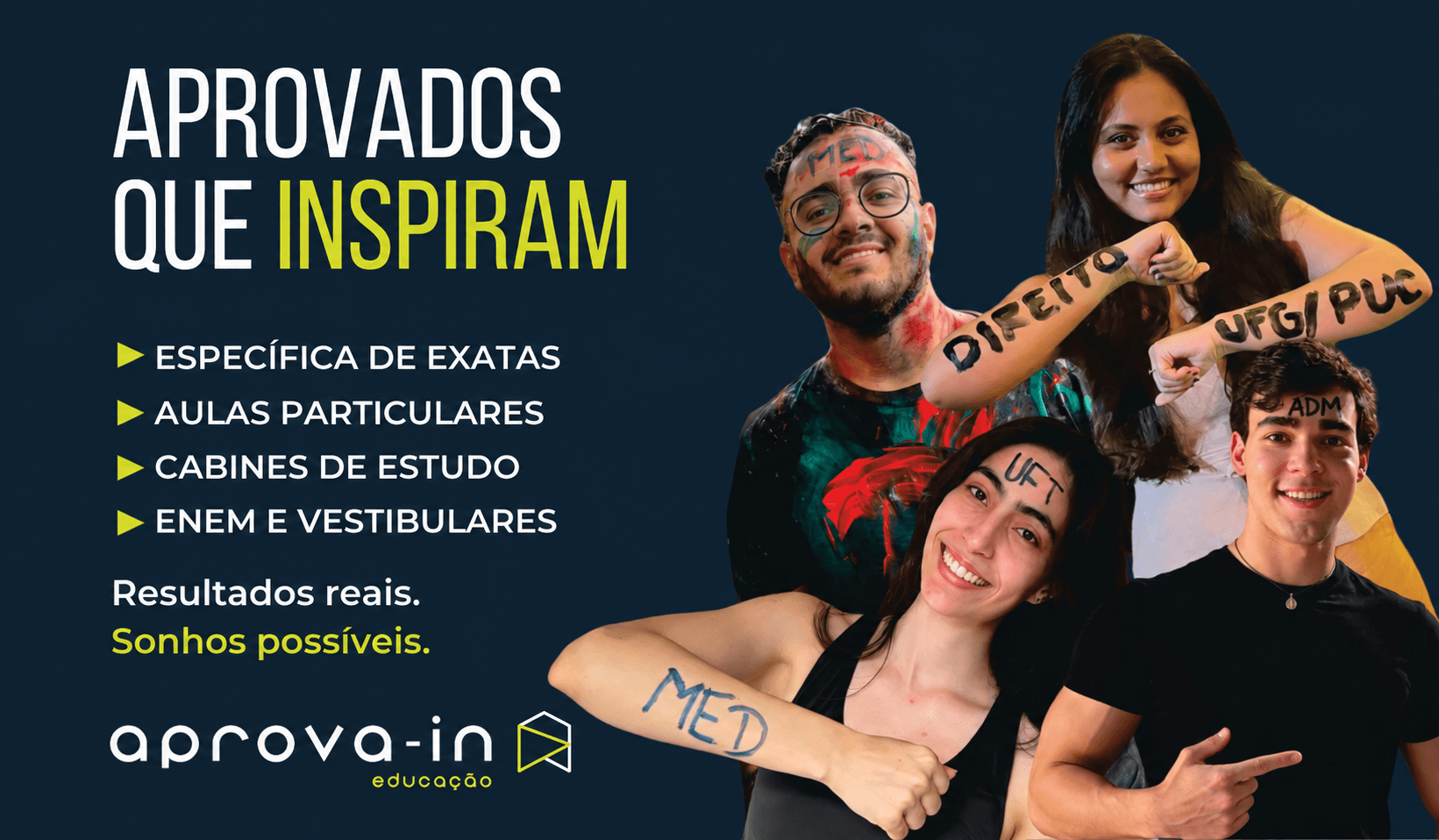Aprovados que inspiram: alunos do Aprova-in aprovados em Medicina, Direito, UFG/PUC, UFT e Administração
